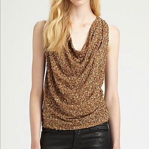Cute gold Haute Hippie beaded sequin top.